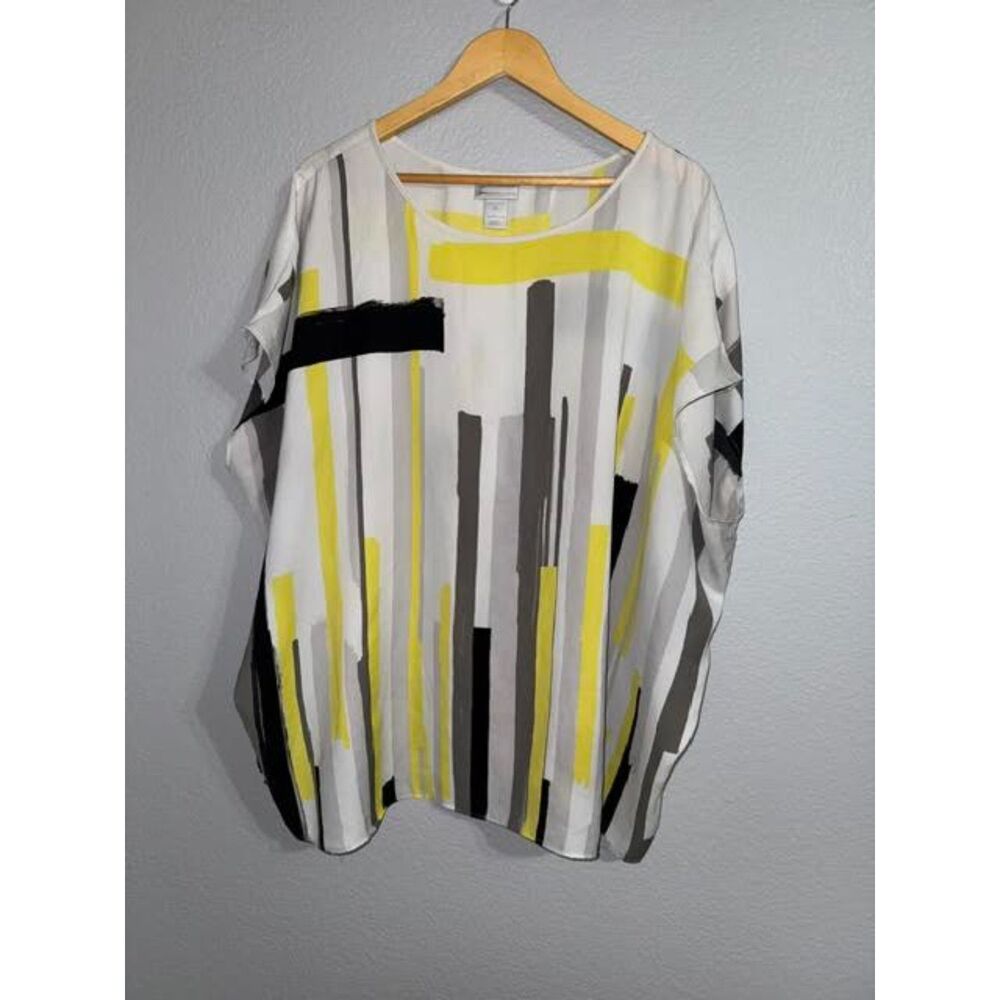 Lane Bryant 2X Bold Abstract Lightweight Split Back Shirt Breathable Summer Bold